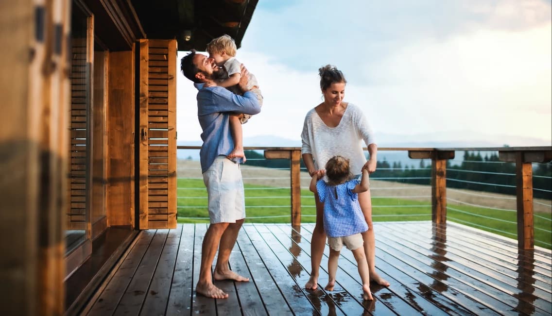 Happy family on deck